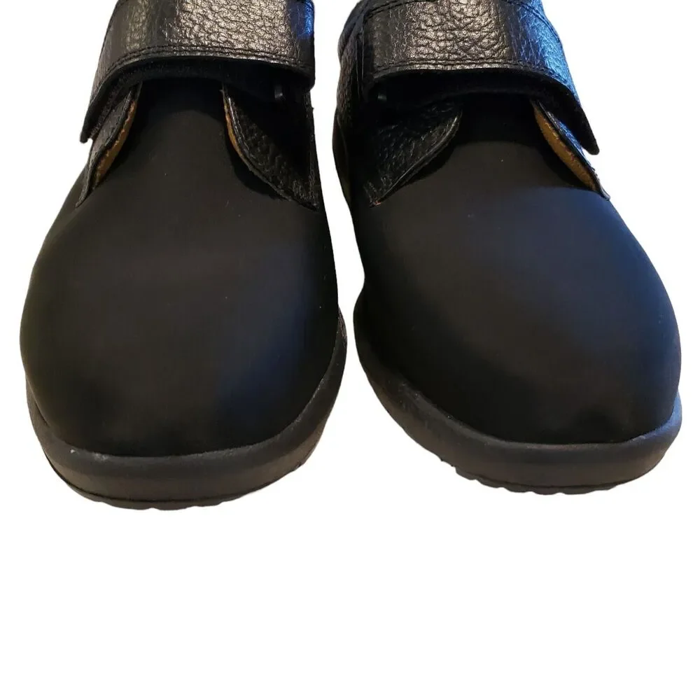 Dr Comfort Mens Brian Black Leather Slip On Adjustable Shoes US 7 W
